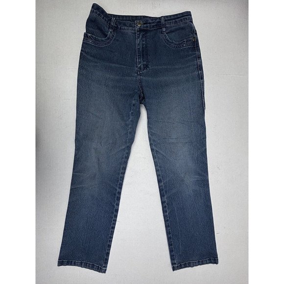 Yinghaodeda Straight Blue Jeans Womens 31‎ 100% Cotton Japan Glitter Embroidered - Picture 2 of 11